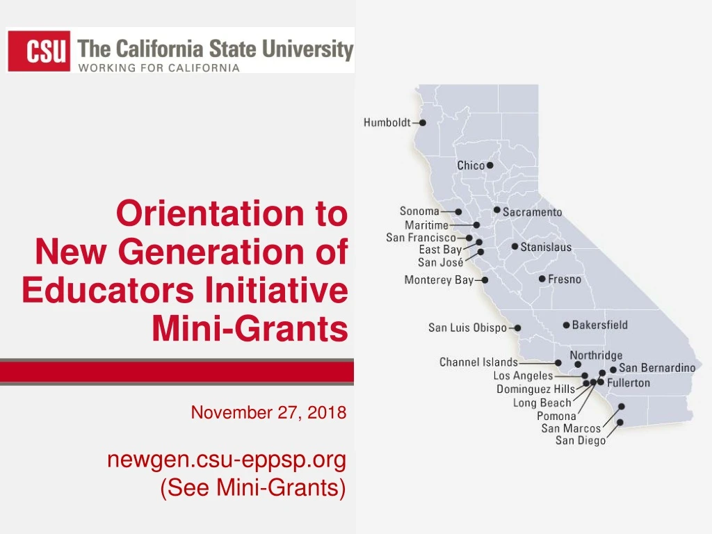 orientation to new generation of educators initiative mini grants