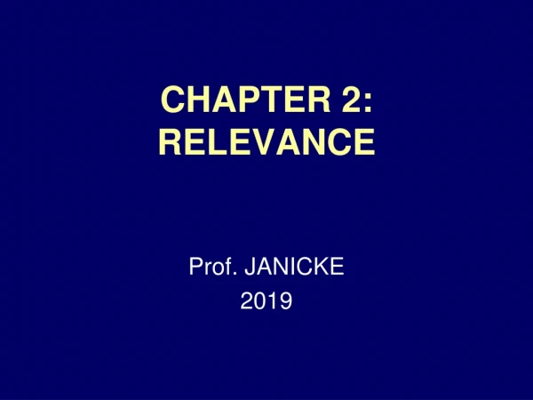 CHAPTER 2: RELEVANCE