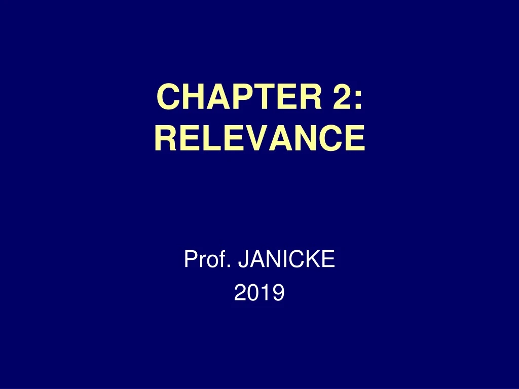 chapter 2 relevance