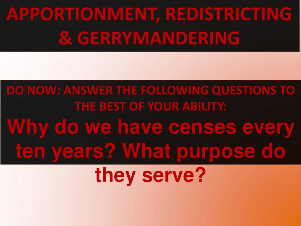 apportionment redistricting gerrymandering
