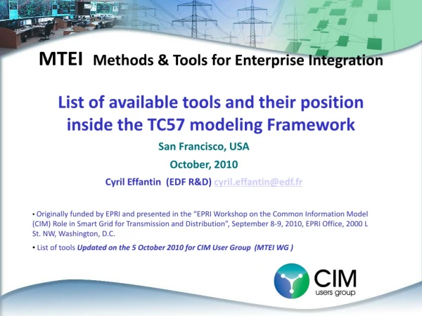 MTEI Methods &amp; Tools for Enterprise Integration