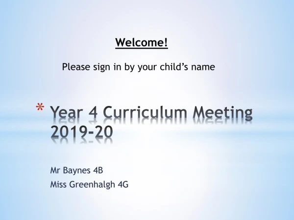 Year 4 Curriculum Meeting 2019-20