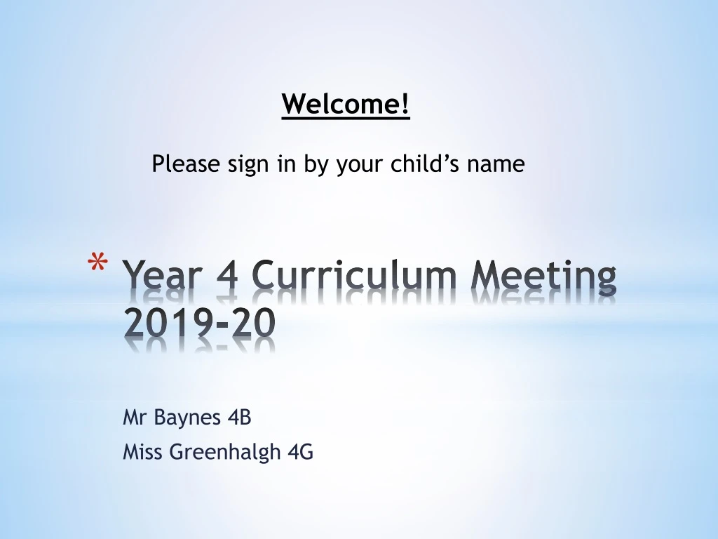 year 4 curriculum meeting 2019 20