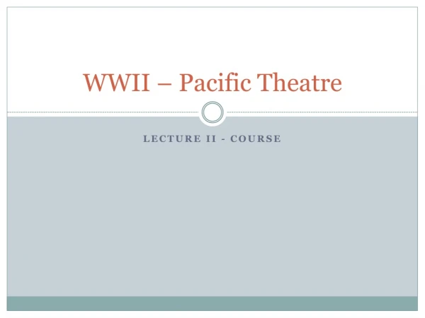 WWII – Pacific Theatre