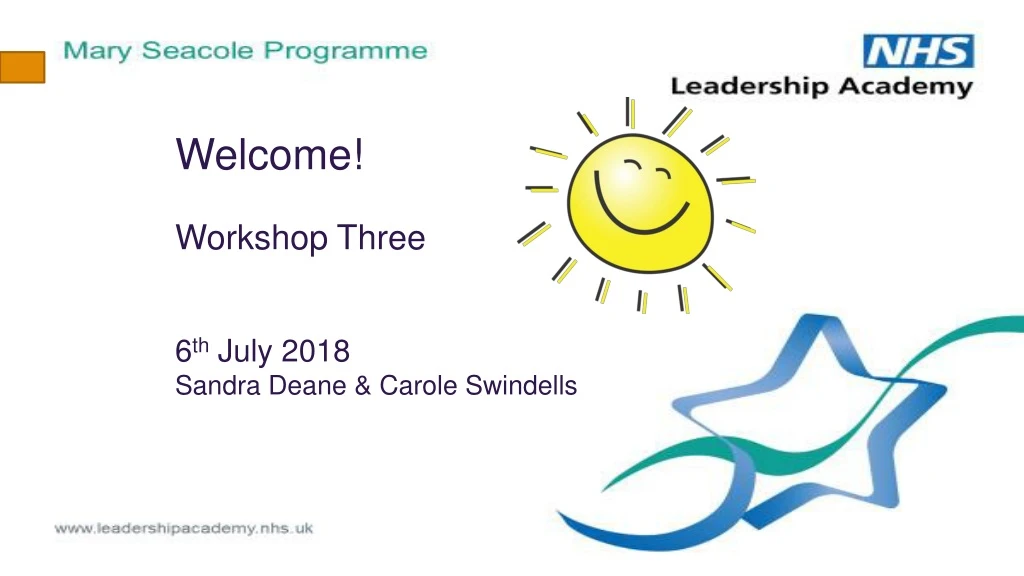 welcome workshop three 6 th july 2018 sandra deane carole swindells insert date insert tutor names