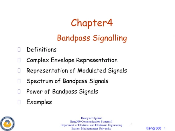 Chapter4 Bandpass Signalling Definitions Complex Envelope Representation