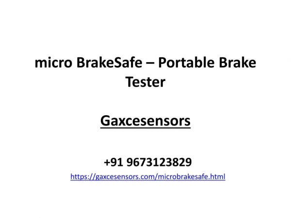 micro brakesafe portable brake tester | Gaxcesensors