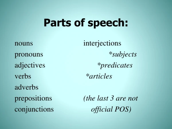 Parts of speech: