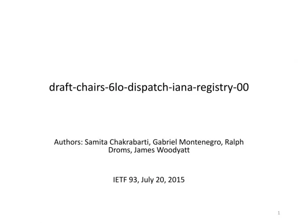 draft-chairs-6lo-dispatch-iana-registry-00