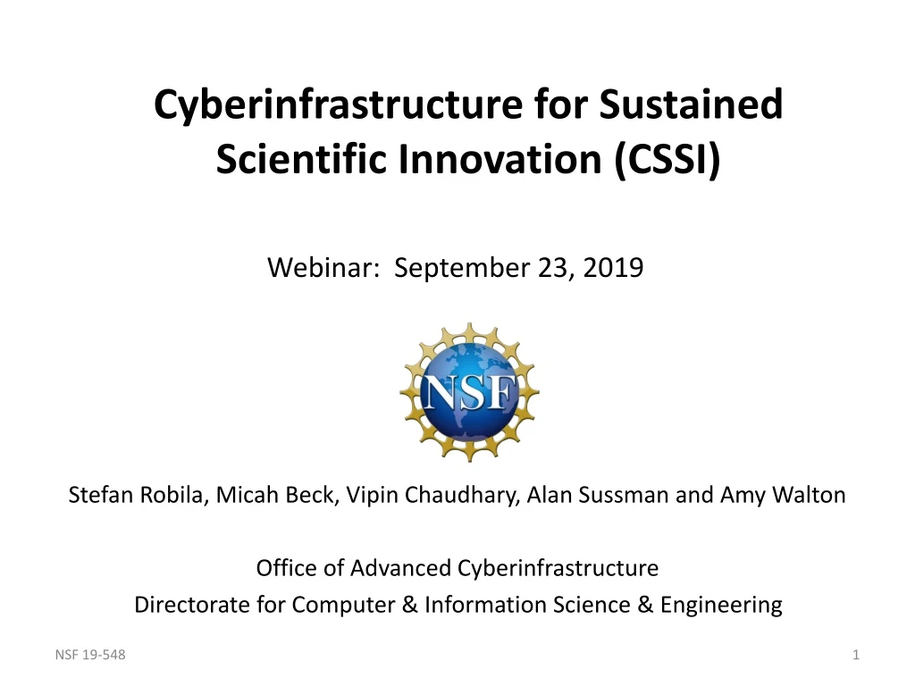 cyberinfrastructure for sustained scientific innovation cssi