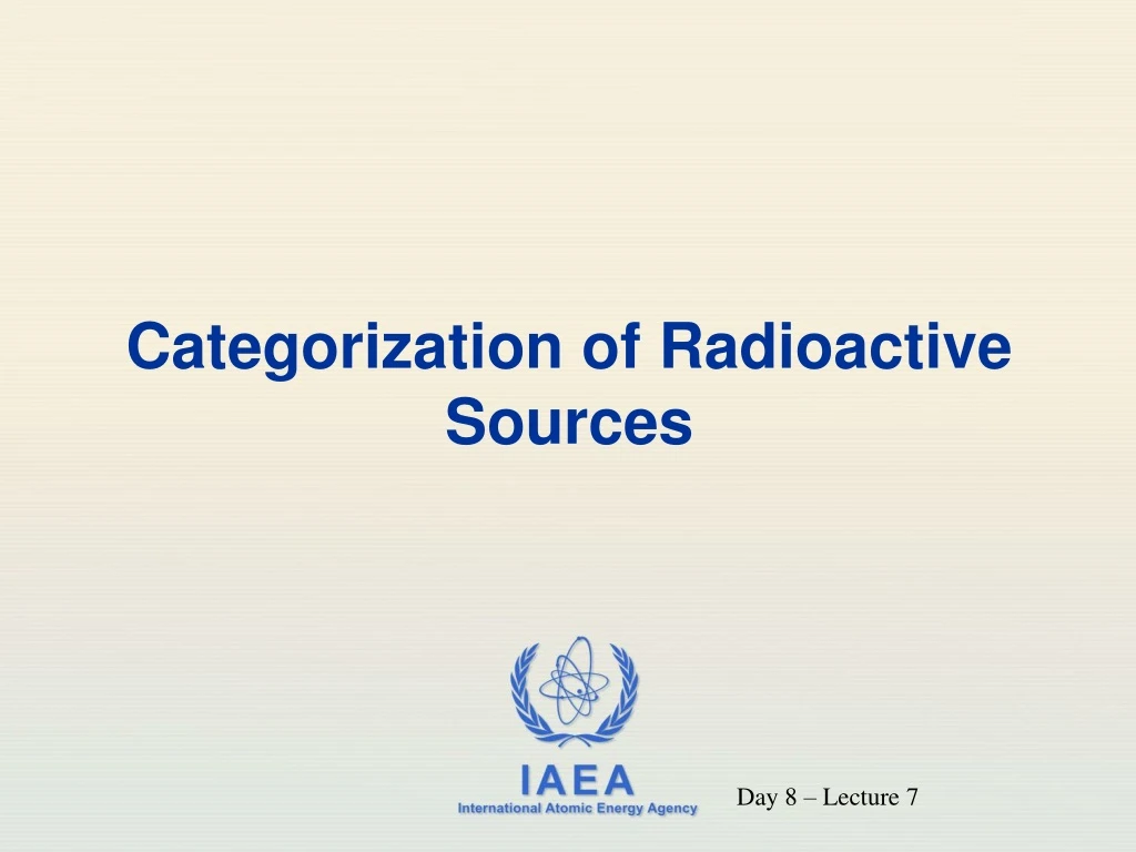 categorization of radioactive sources