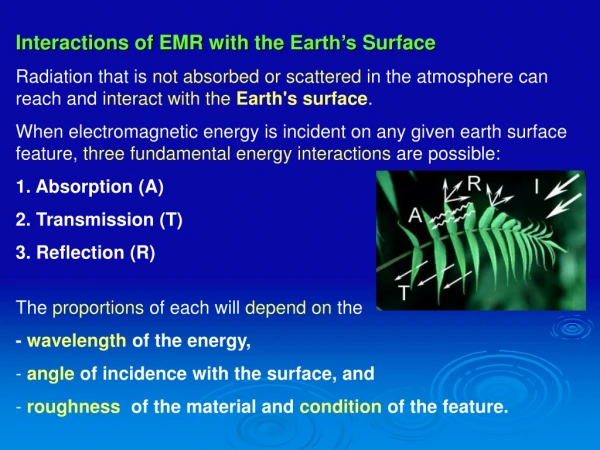 Interactions of EMR with the Earth’s Surface
