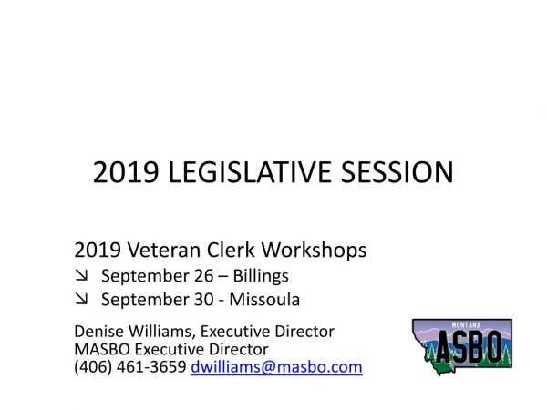 2019 LEGISLATIVE SESSION