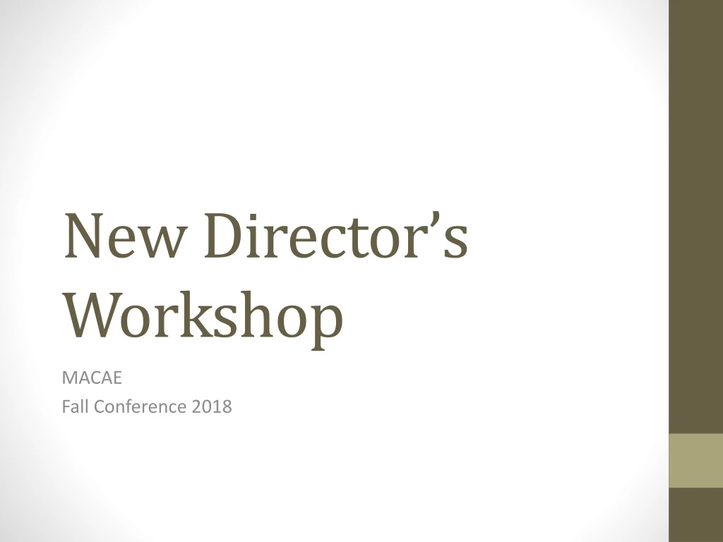 new director s workshop