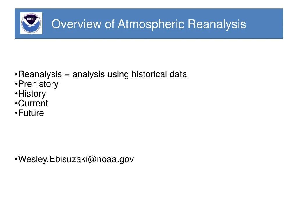 overview of atmospheric reanalysis