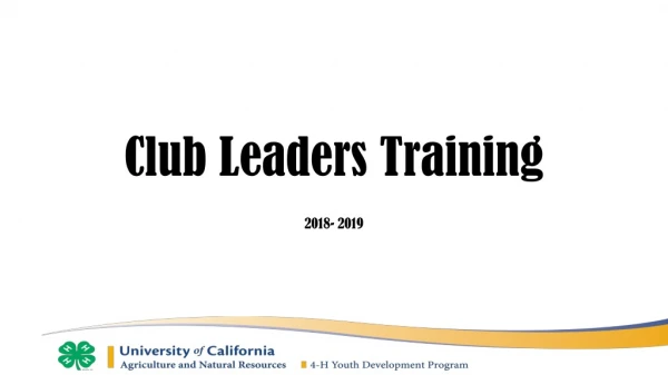 Club Leaders Training