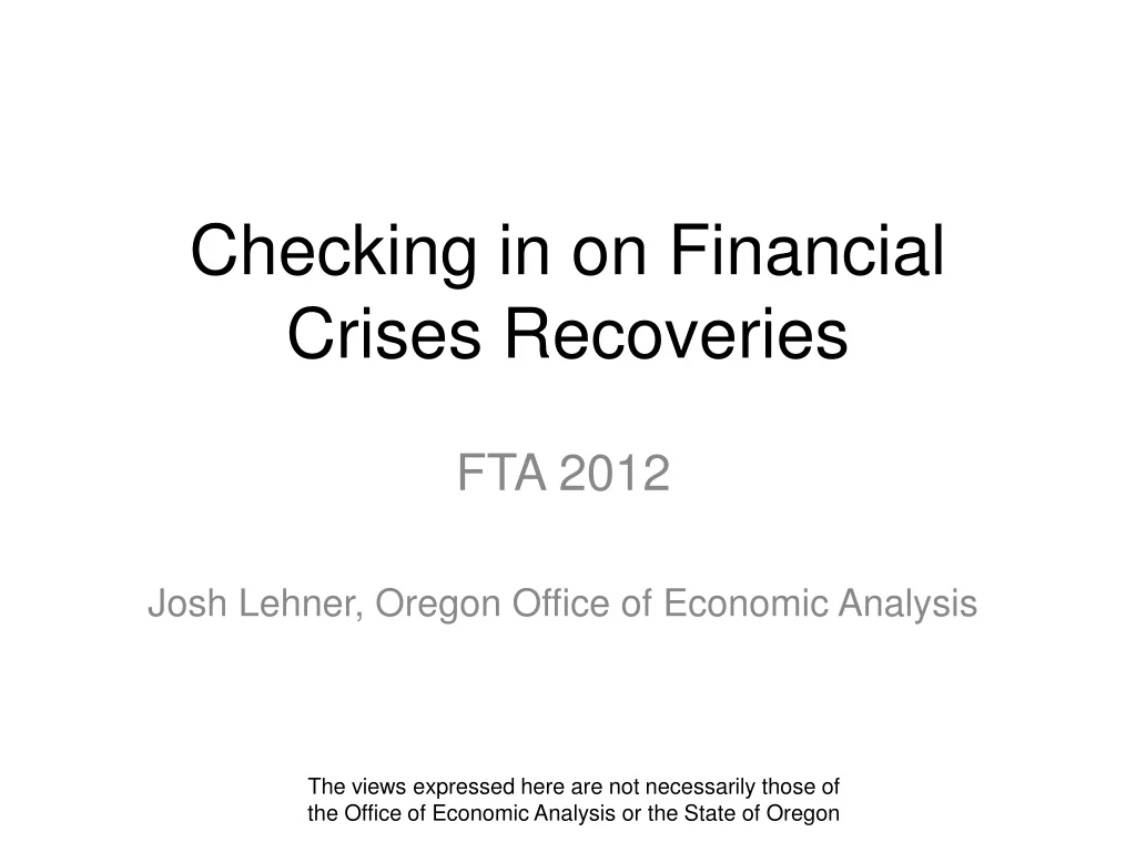 checking in on financial crises recoveries