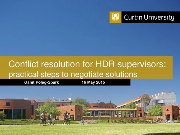 Conflict resolution for HDR supervisors: practical steps to negotiate solutions