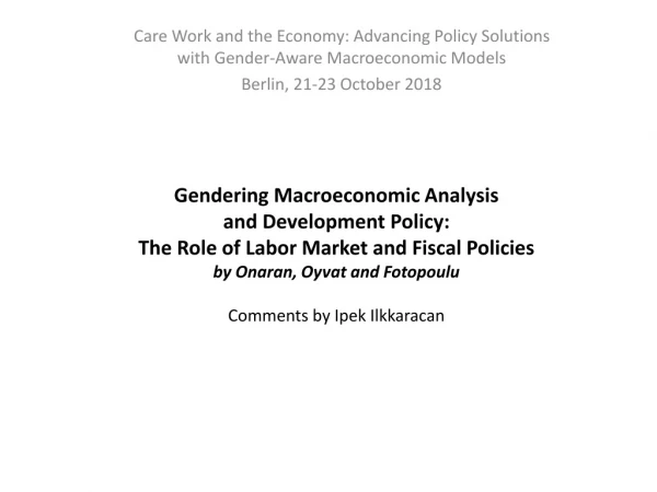 Care Work and the Economy: Advancing Policy Solutions with Gender-Aware Macroeconomic Models