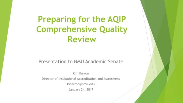 Preparing for the AQIP Comprehensive Quality Review
