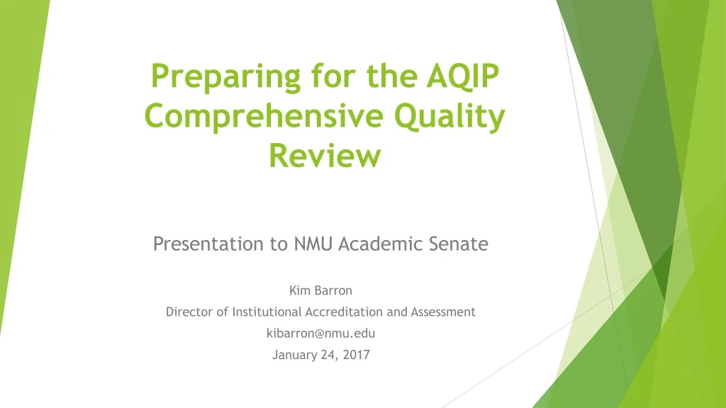preparing for the aqip comprehensive quality review