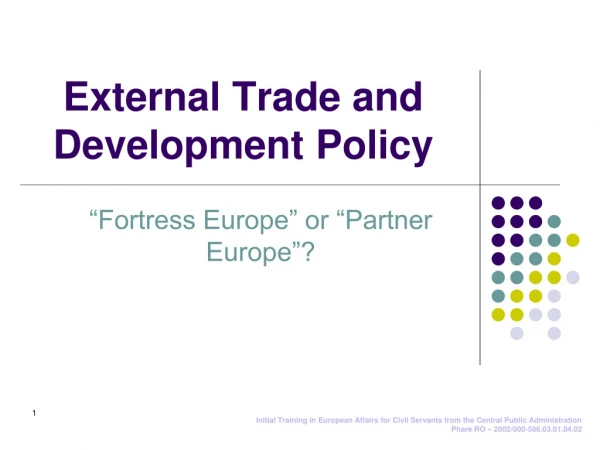 External Trade and Development Policy