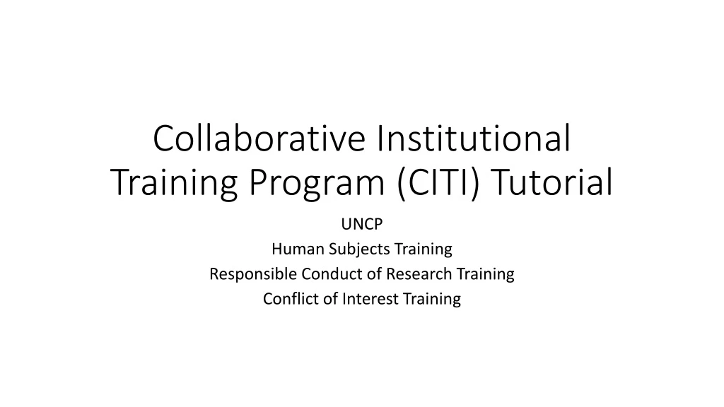 collaborative institutional training program citi tutorial