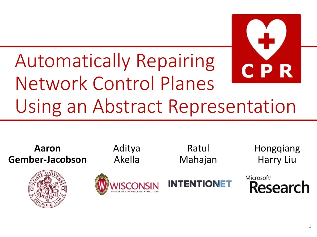 automatically repairing network control planes using an abstract representation