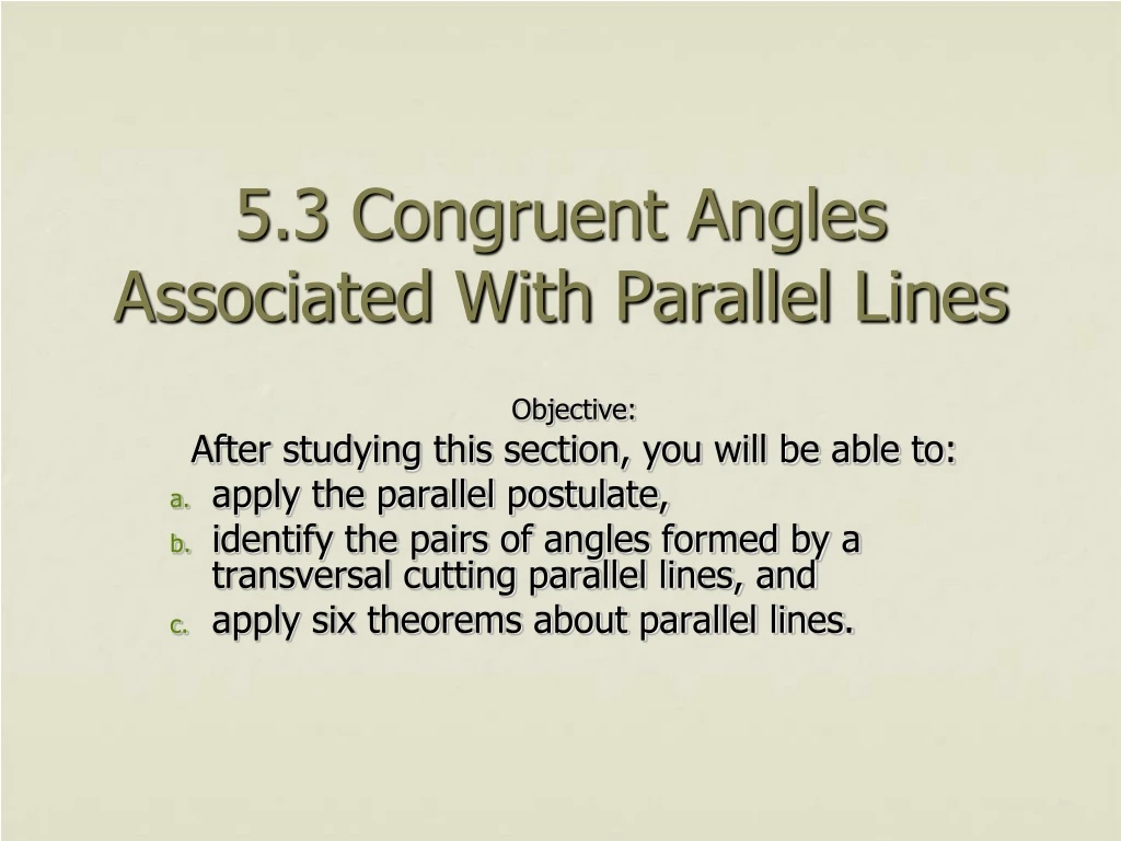 5 3 congruent angles associated with parallel lines