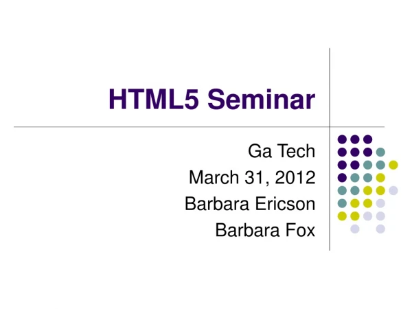 HTML5 Seminar