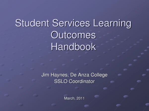 Student Services Learning Outcomes Handbook