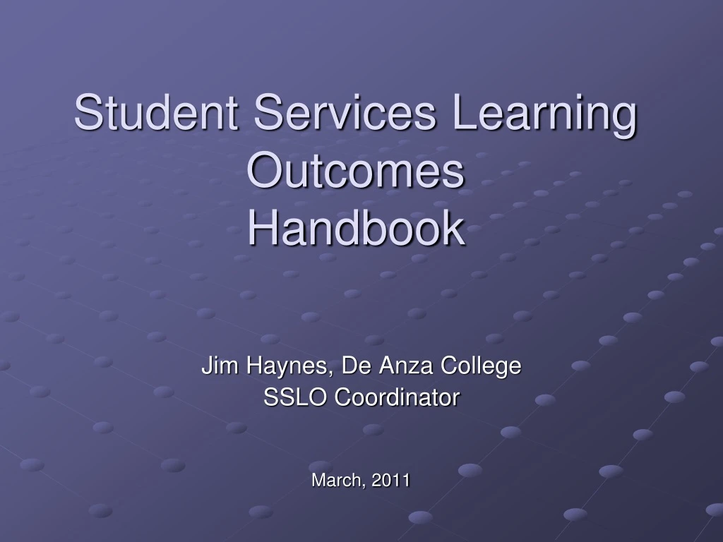 student services learning outcomes handbook