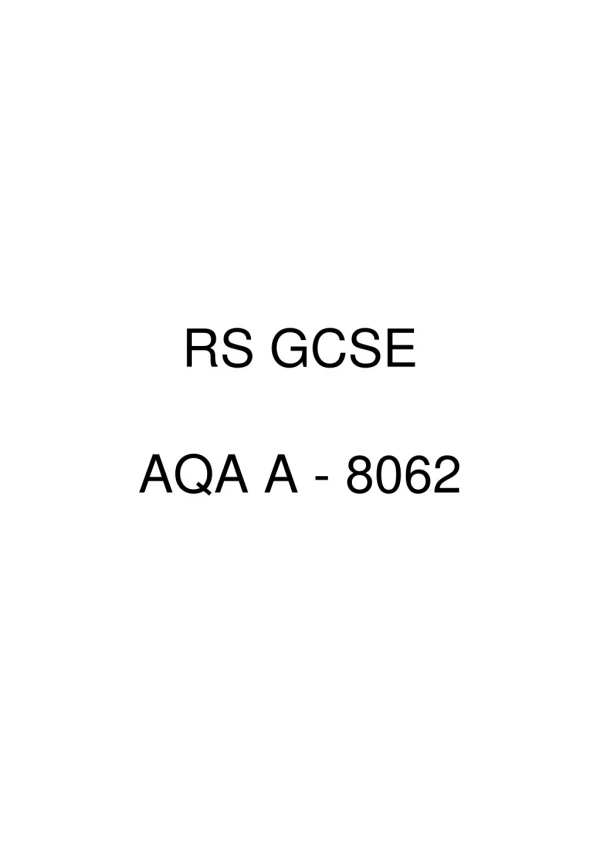 R S GCSE AQA A - 8062