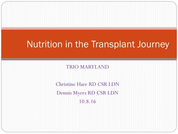 Nutrition in the Transplant Journey