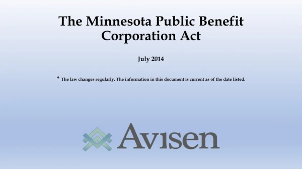 The Minnesota Public Benefit Corporation Act