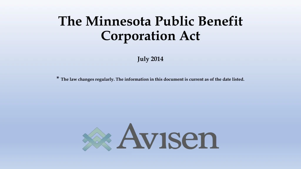 the minnesota public benefit corporation act