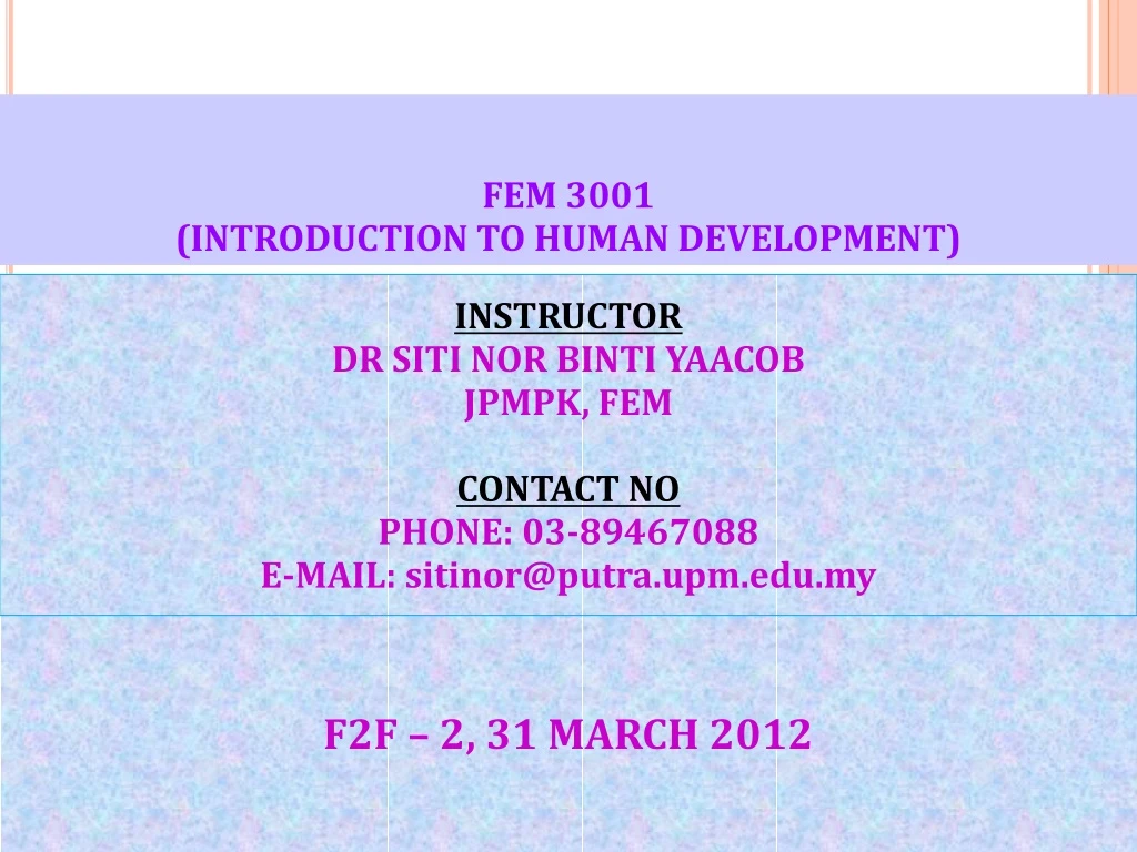 fem 3001 introduction to human development