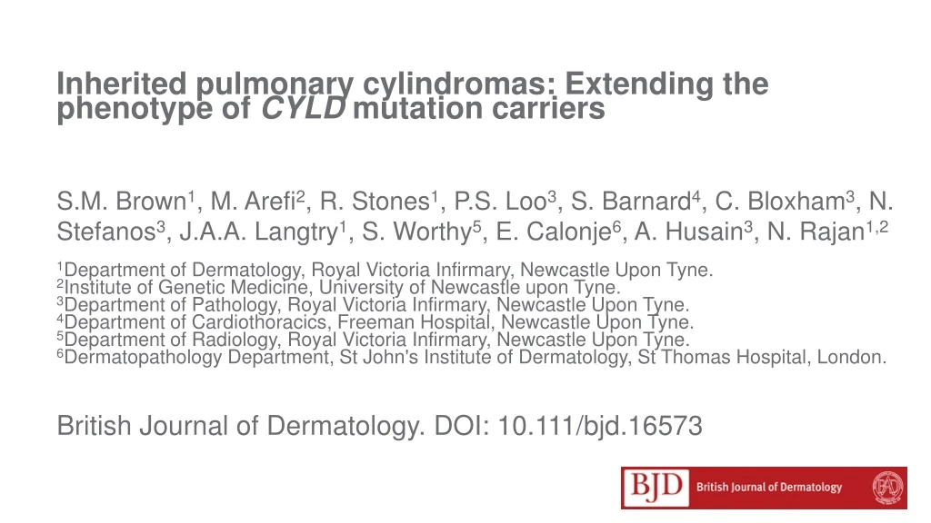 inherited pulmonary cylindromas extending the phenotype of cyld mutation carriers