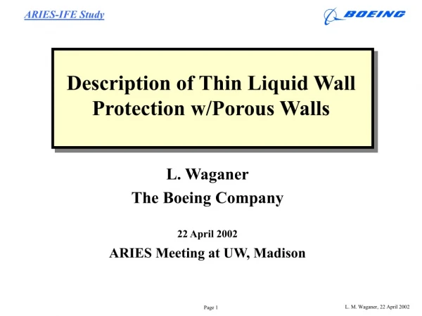 Description of Thin Liquid Wall Protection w/Porous Walls