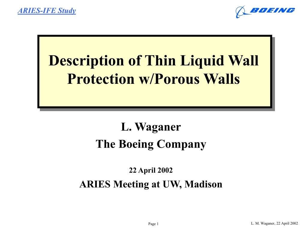 description of thin liquid wall protection w porous walls