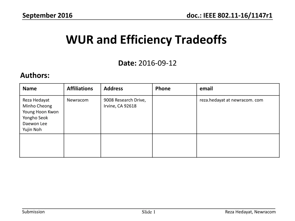 wur and efficiency tradeoffs