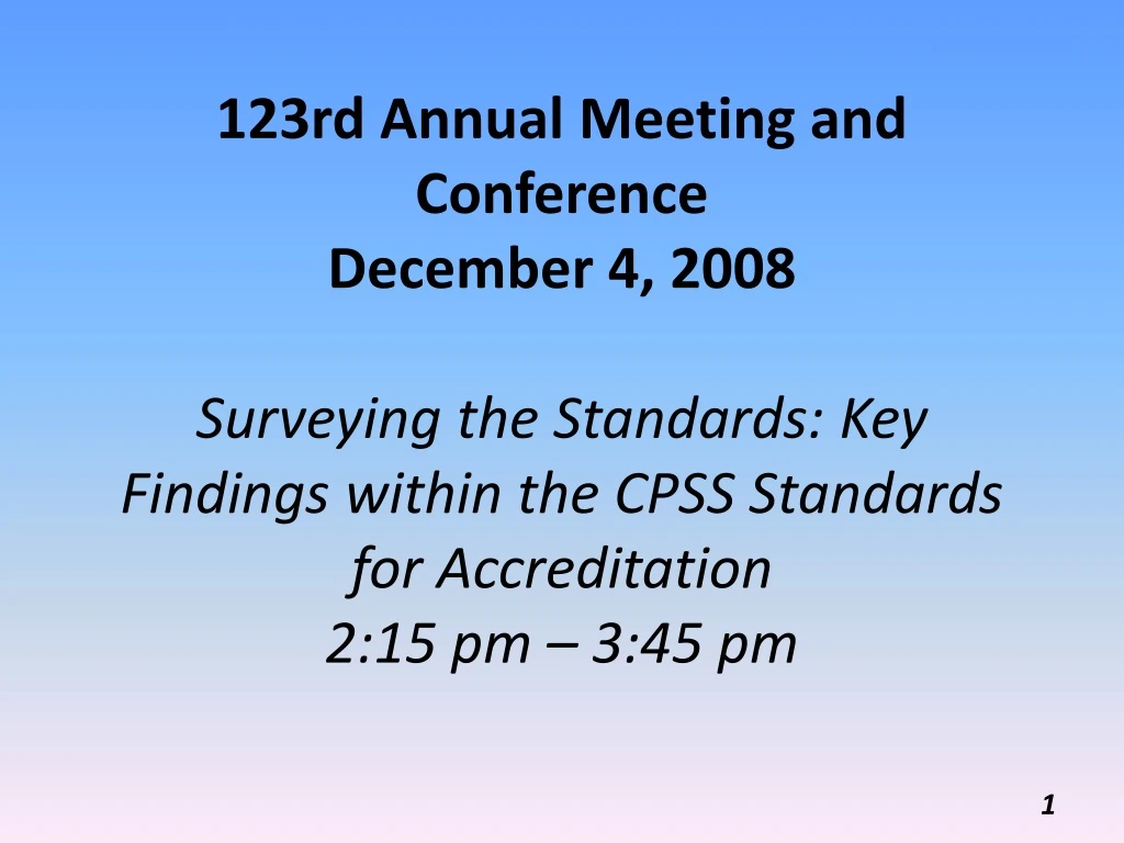 123rd annual meeting and conference december