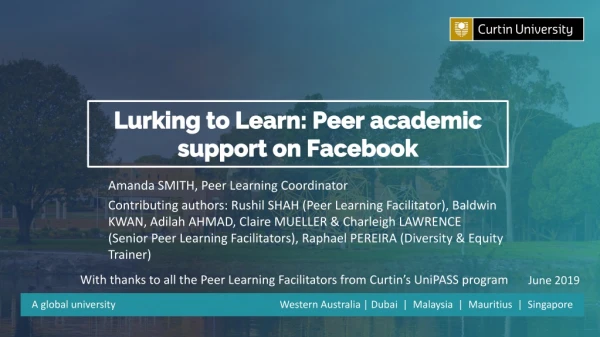 Lurking to Learn: Peer academic support on Facebook