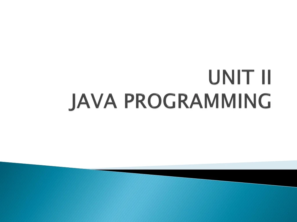 unit ii java programming