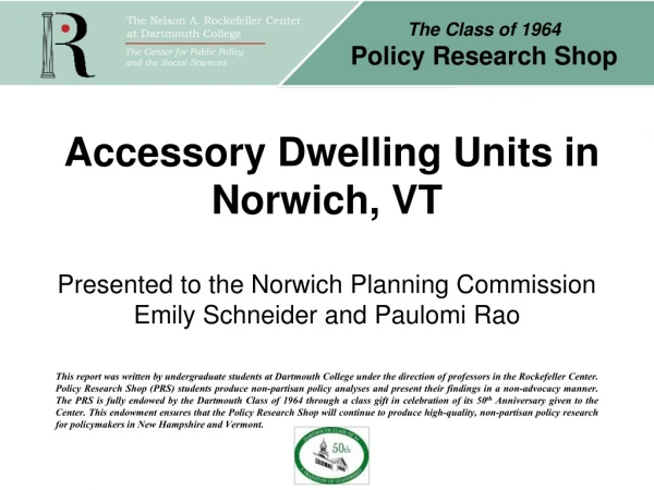 Accessory Dwelling Units in Norwich, VT
