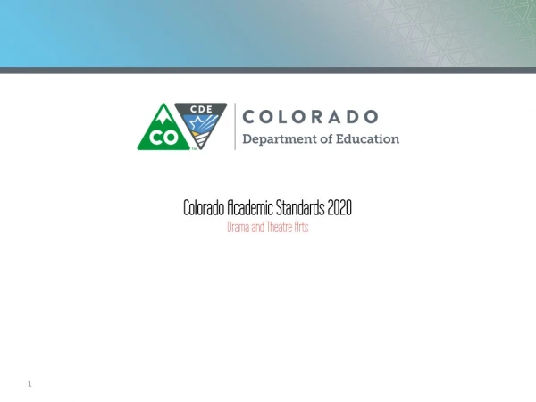 Colorado Academic Standards 2020 Drama and Theatre Arts