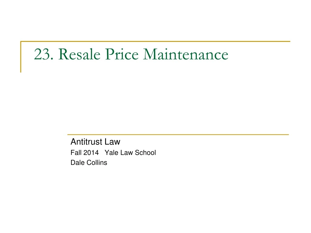 23 resale price maintenance
