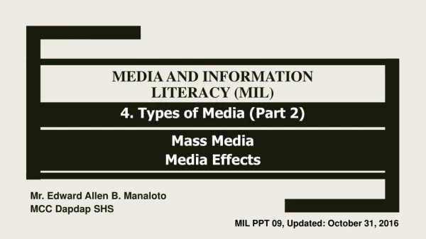 MEDIA AND INFORMATION LITERACY (MIL)
