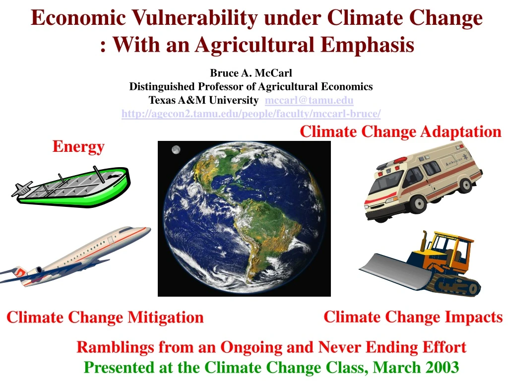 economic vulnerability under climate change with