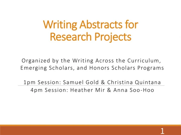 Writing Abstracts for Research Projects